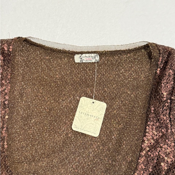 Free People Size M Brown Sequin Blouse - Picture 4 of 7